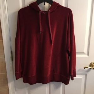 LA Hearts Oversized Red Velvet Hoodie